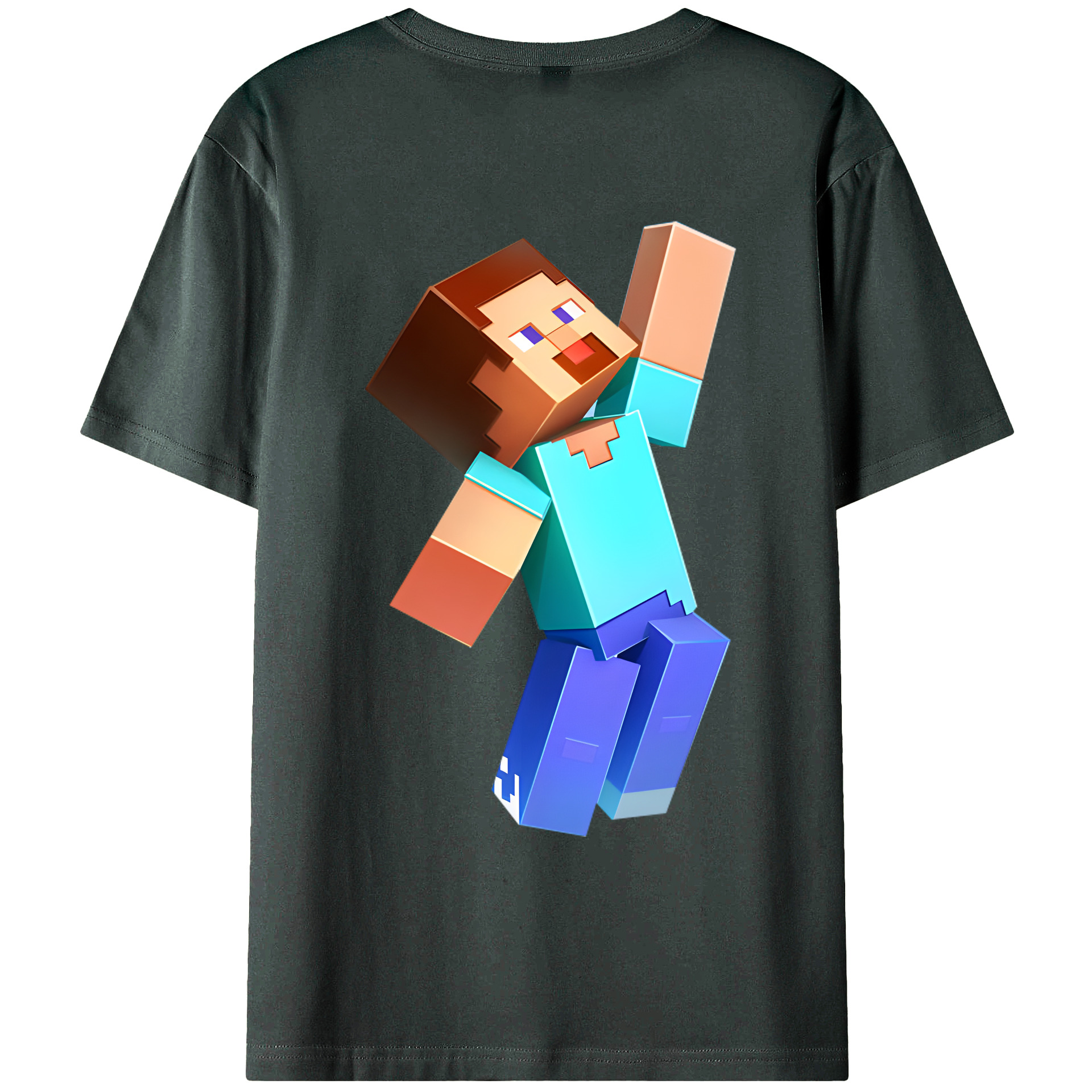 （画像用） マインクラフト ブロックの世界 Minecraft MC Block world 綿100％ メンズ半袖Tシャツ（バックプリント） 通気性
